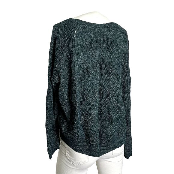 Anthropologie Womens Green Pullover Cable Knit Sweater Cotton Wool Blend Large - Picture 7 of 11